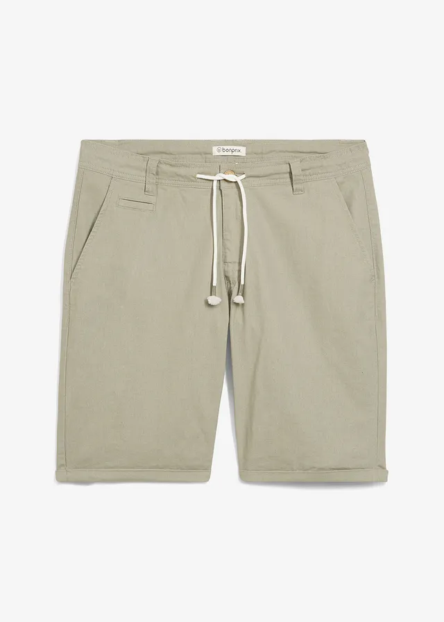 Bermude din mix lejer cu in, Regular Fit • verde-stuf • magazin bonprix