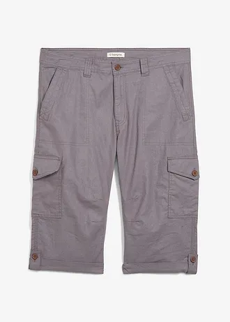 Lange cargo bermuda van een luchtige linnenmix, regular fit