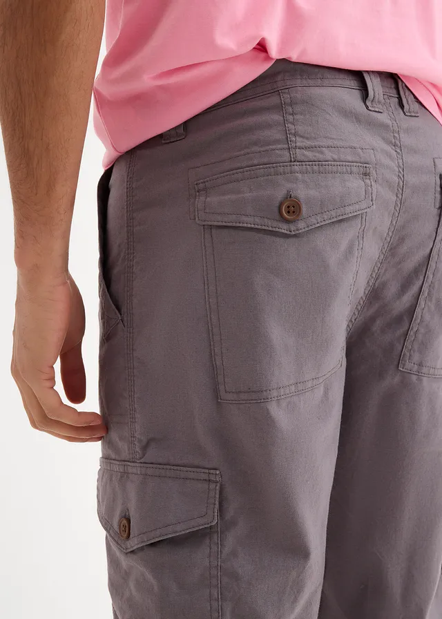 Lange cargo bermuda met linnen, regular fit • rookgrijs • product-page.page-title-suffix