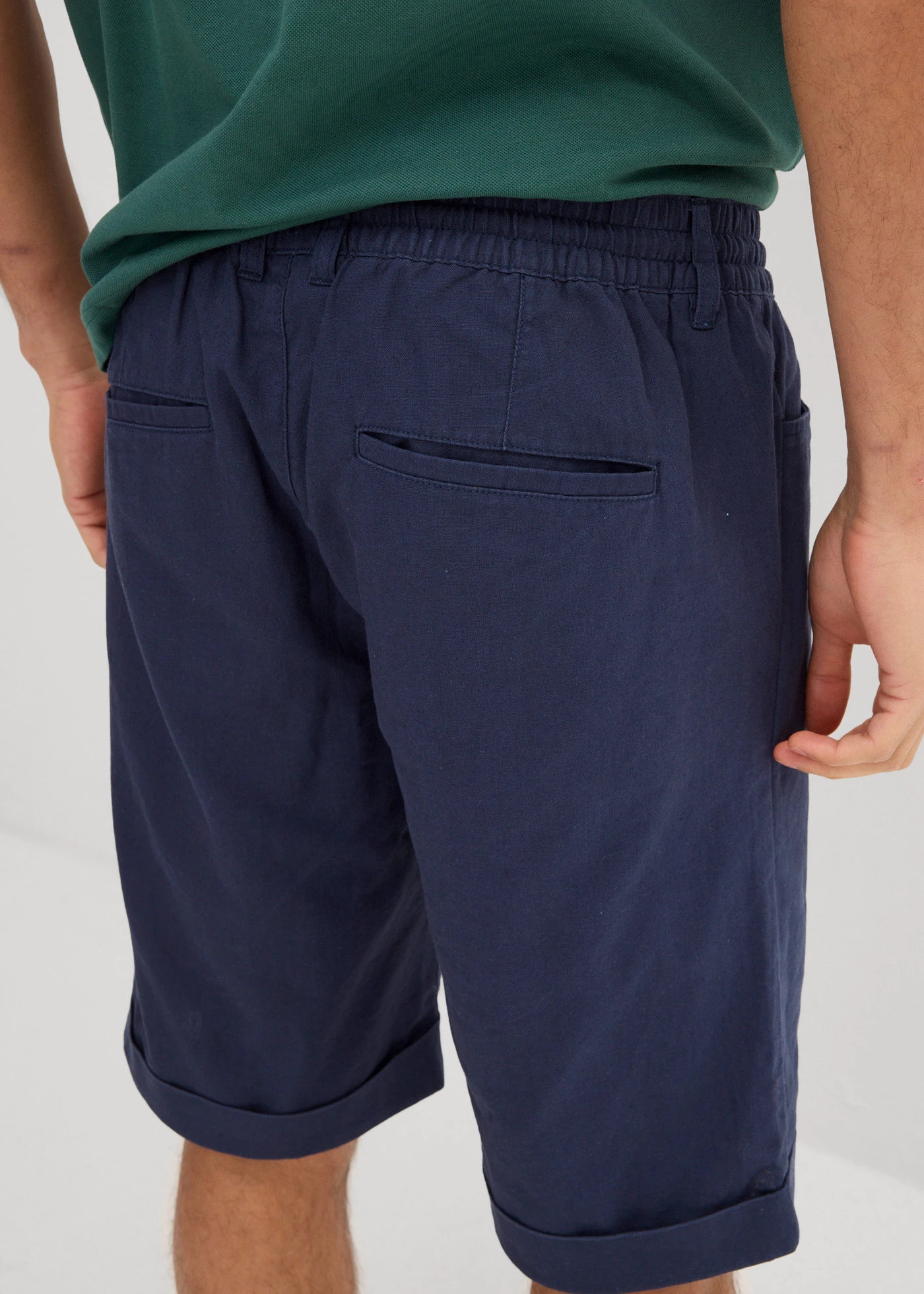 Bermuda van een luchtige linnenmix, regular fit • donkerblauw • bonprix online shop