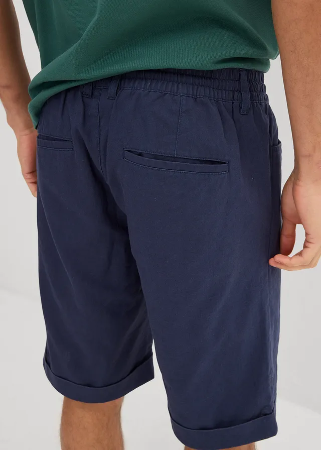Bermuda van een luchtige linnenmix, regular fit • donkerblauw • product-page.page-title-suffix