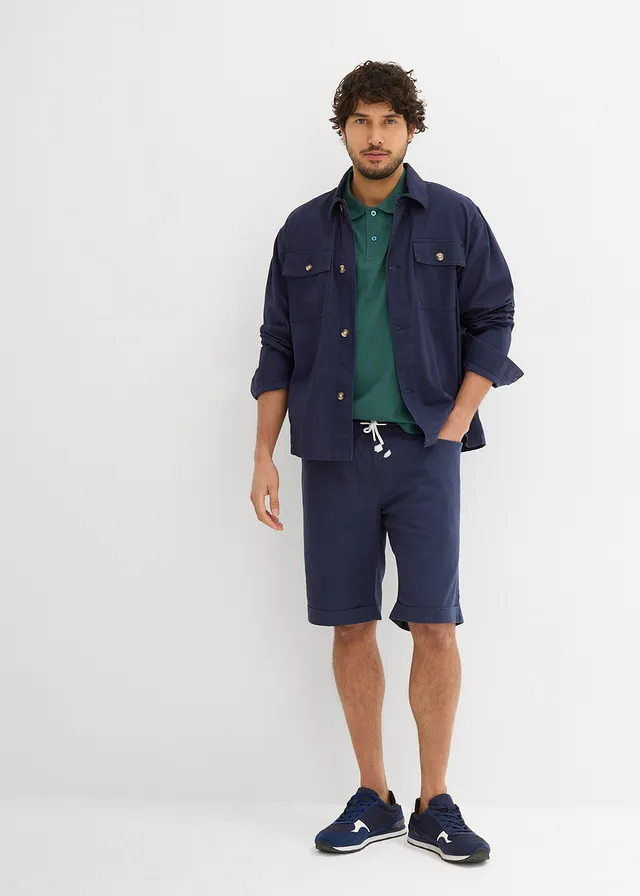 Bermuda van een luchtige linnenmix, regular fit • donkerblauw • product-page.page-title-suffix