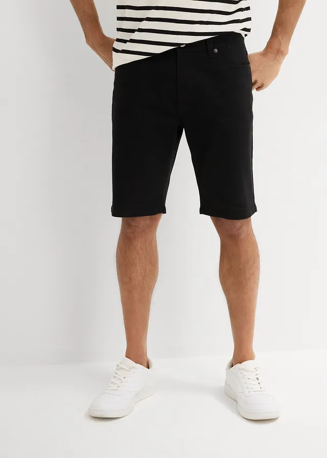 Regular fit stretch bermuda (set van 2), Kleur: zwart+grijs