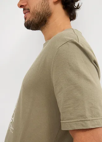 T-shirt z czystej bawełny organicznej  (2 szt.) • oliwkowy+głęboki niebieski z nadrukiem • sklep bonprix