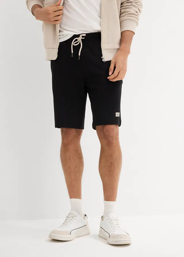 Sweat bermuda (set van 2), Kleur: steengrijs+zwart