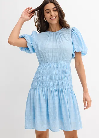 Mini jurk met gesmokt inzetstuk • lichtblauw • bonprix online shop