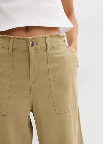 Marlene Dietrich broek in een luchtige linnenmix • kaki • bonprix online shop