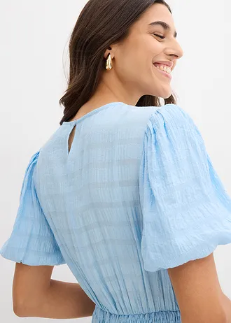 Mini jurk met gesmokt inzetstuk • lichtblauw • bonprix online shop