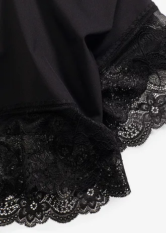 Niet schurende biker short van polyamide met kant aan de pijpjes • zwart • bonprix online shop