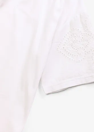 Tricou cu broderie perforată • alb • magazin bonprix