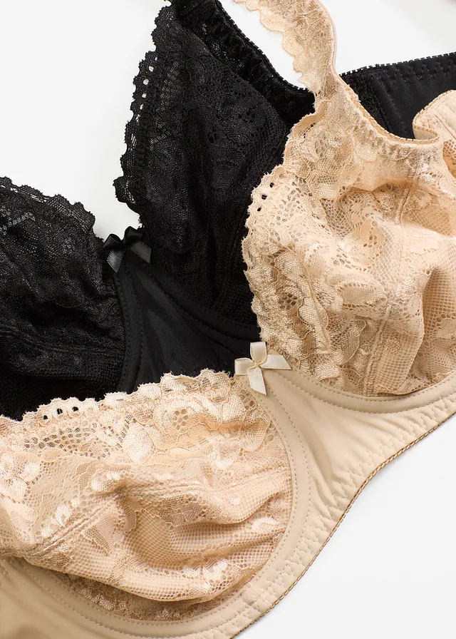 Lot de 2 soutiens-gorge à armatures et dentelle • beige craie/noir • product-page.page-title-suffix