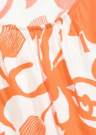 Zkrácený halenkový top ze splývavé viskózy • přírodní bílo-mango s květy • bonprix obchod
