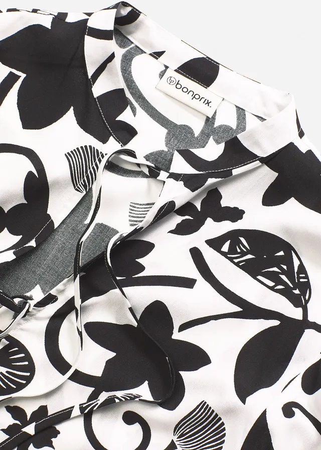 Kaftan jurk van soepele viscose • zwart-crèmewit gedessineerd • product-page.page-title-suffix