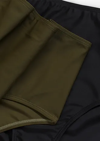 High Waist bikini alsó (2 db-os csomag) • sötét olivazöld+fekete • bonprix áruház