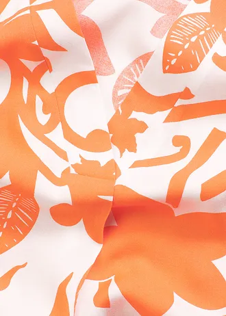 Potištěná tuniková halenka ze splývavé viskózy • přírodní bílo-mango s květy • bonprix obchod