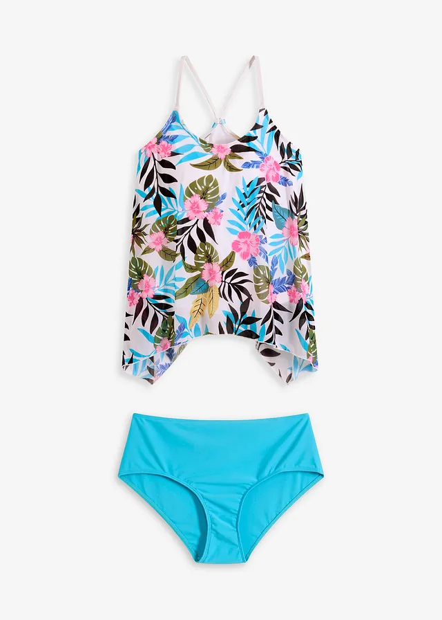 Tankini (2-dlg. set) met bedrukte mesh, Kleur: wit gebloemd