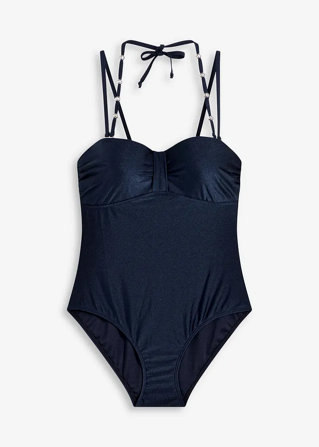 Costum de baie cu armătură din material lucios