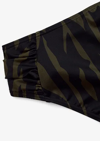 Bikinové kalhotky s normálně vykrojenými nohavičkami • černo-khaki s grafickým potiskem • bonprix obchod