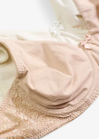 T-shirt bh met beugels van biologisch katoen (set van 2) • wolwit+mat beige • bonprix online shop