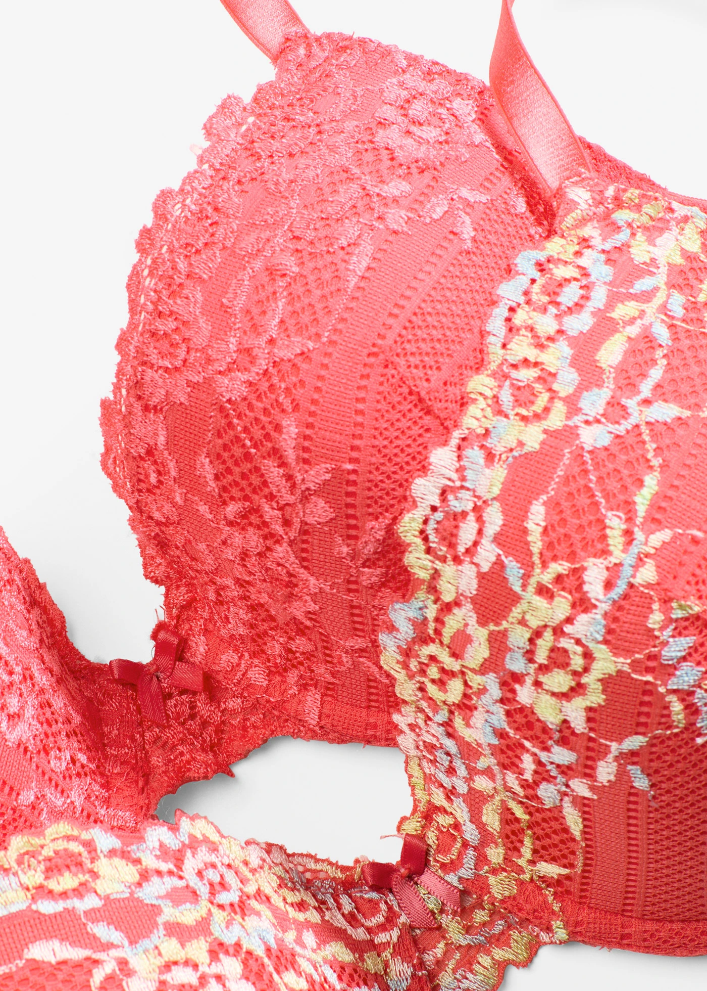 Voorgevormde bh met beugels en multicolor kant • paradijspink+aqua+mintgroen+crèmewit gebloemd • bonprix online shop