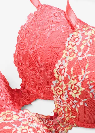 Voorgevormde bh met beugels en multicolor kant • paradijspink+aqua+mintgroen+crèmewit gebloemd • bonprix online shop