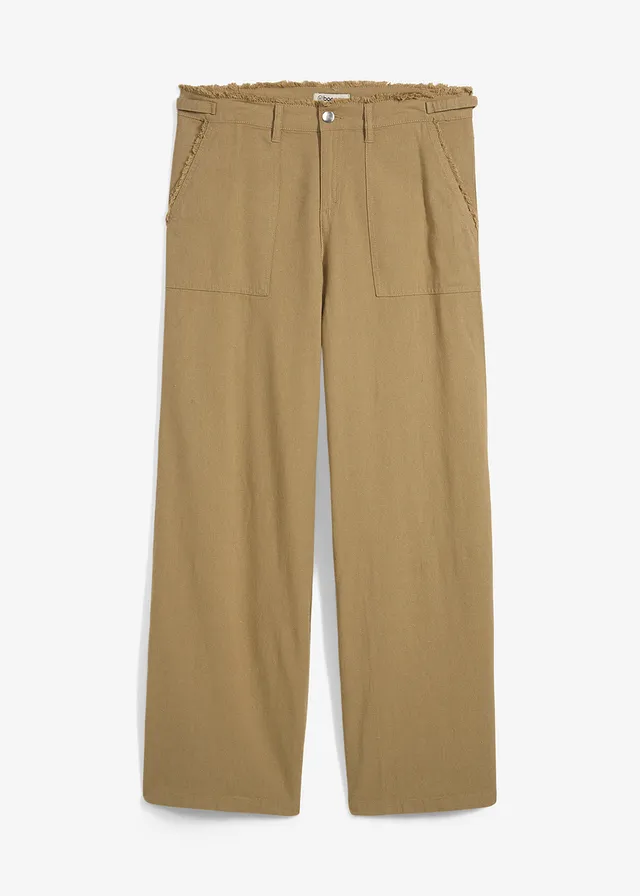 Marlene Dietrich broek in een luchtige linnenmix • kaki • bonprix online shop