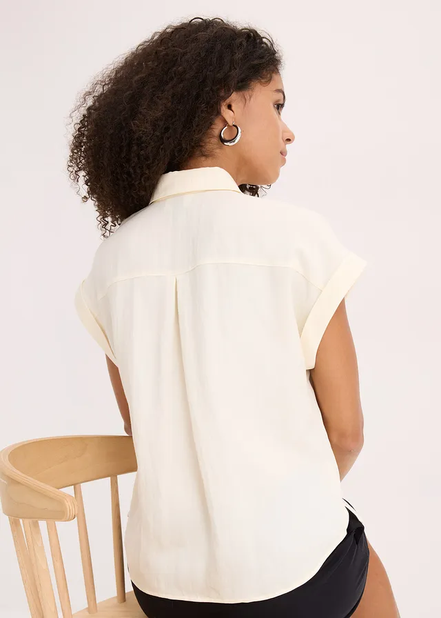 Overhemdblouse in een soepele lyocellmix • crèmewit • product-page.page-title-suffix