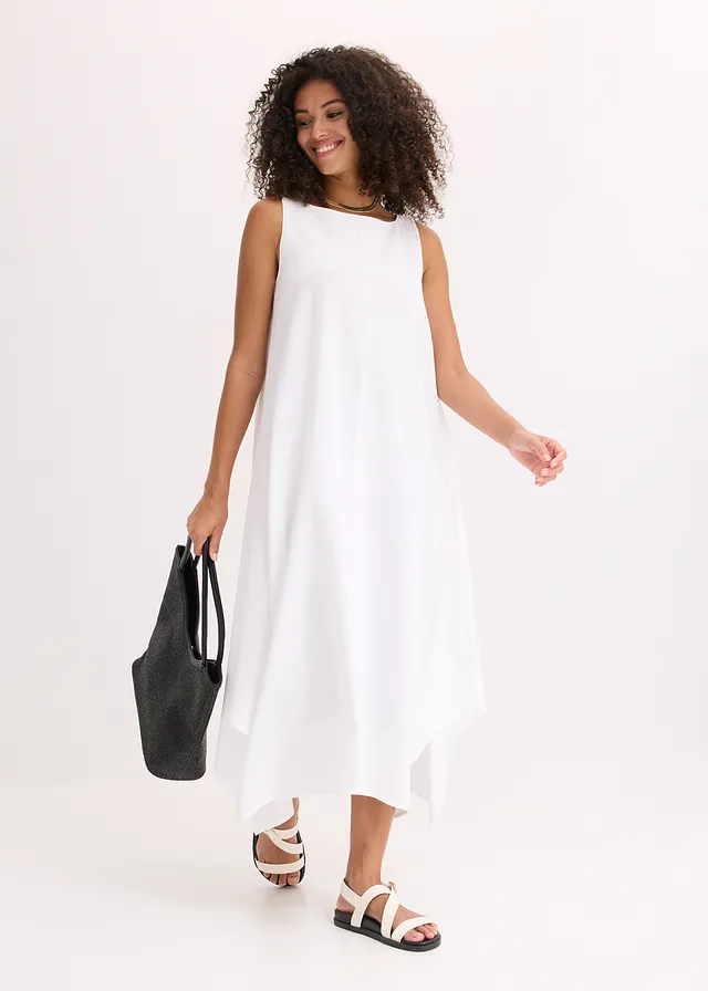 Robe débardeur en viscose mélangée blanc
