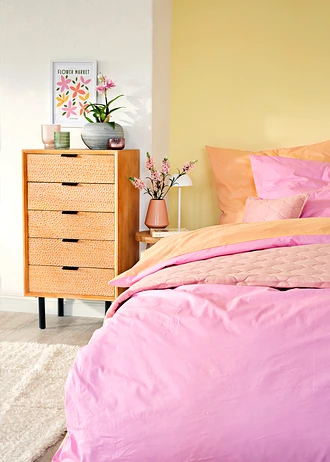 Omkeerbaar perkal dekbedovertrek,  effen • roze-apricot • bonprix online shop