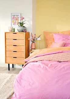 Parure de lit réversible en percale unie • rose clair/abricot • Boutique bonprix