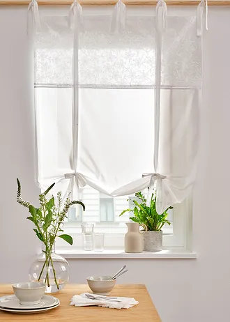 Vouwgordijn met borduursel • wit • bonprix online shop