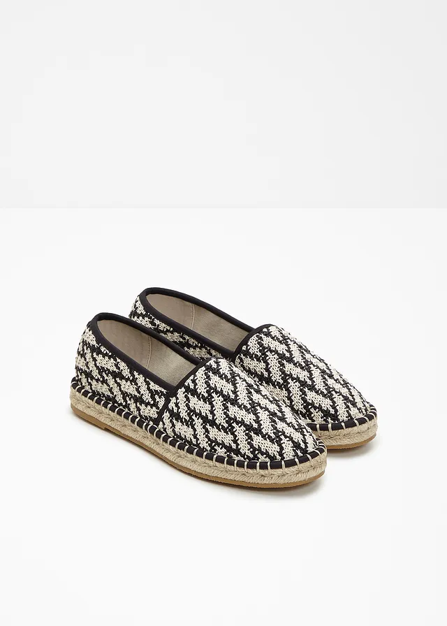Espadrilles, Kleur: zwart-ecru