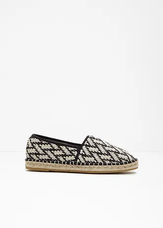 Espadryle z efektem rafii • czarny + kremowy • sklep bonprix