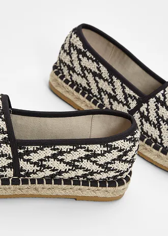Espadryle z efektem rafii • czarny + kremowy • sklep bonprix