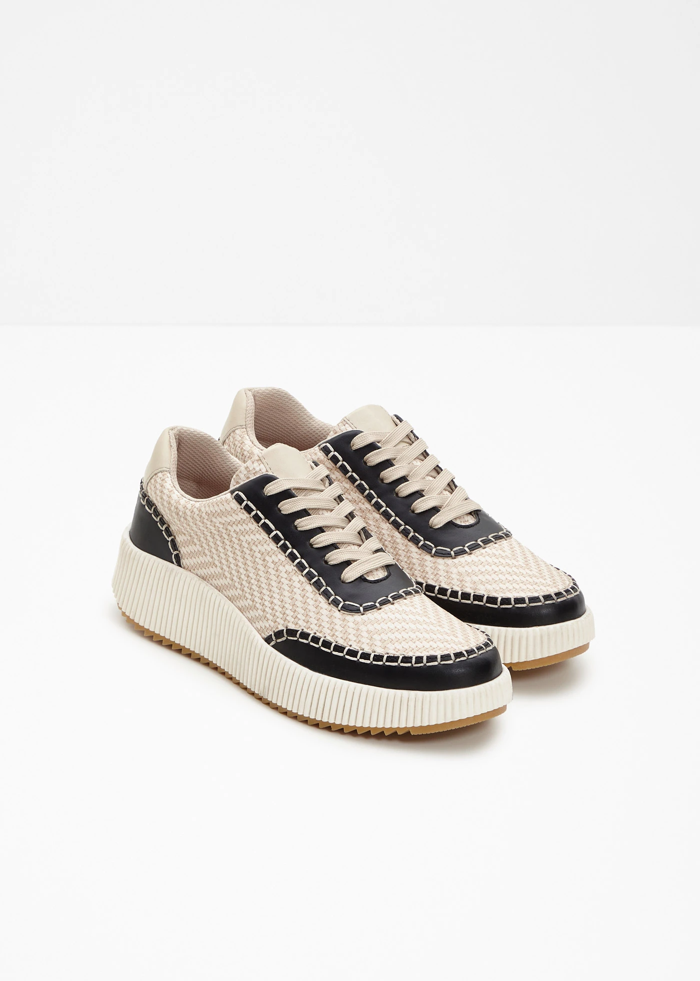 Sneakersy • beżowo-czarny • sklep bonprix