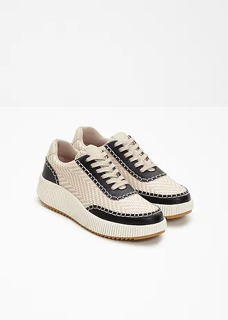 Sneakers, Kleur: beige-zwart
