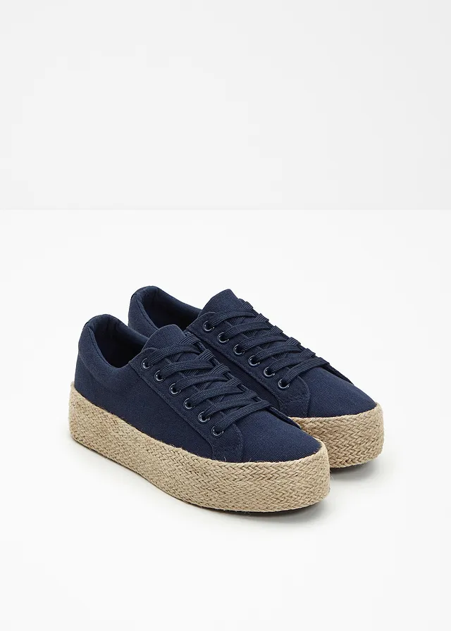 Tennis en toile à plateforme, Couleur: bleu foncé