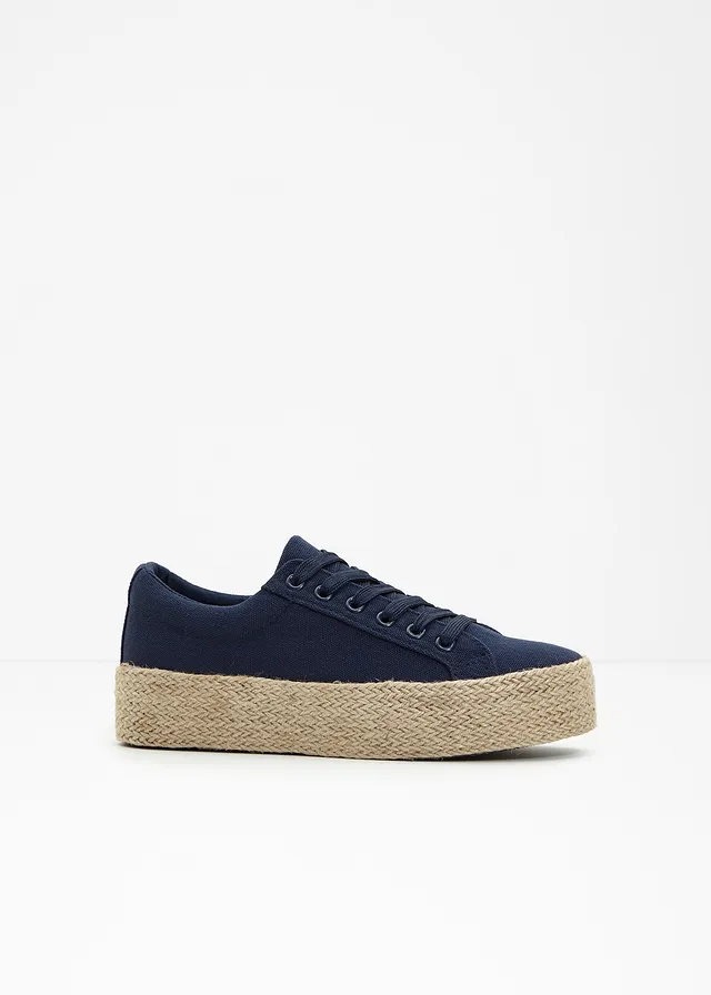 Tennis en toile à plateforme, Couleur: bleu foncé