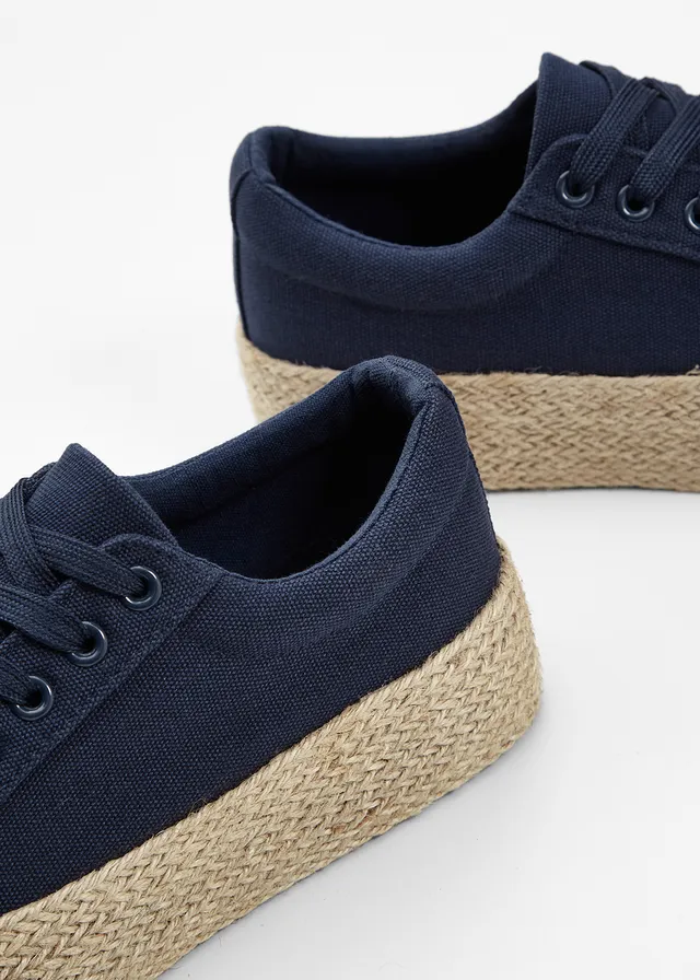 Tennis en toile à plateforme, Couleur: bleu foncé