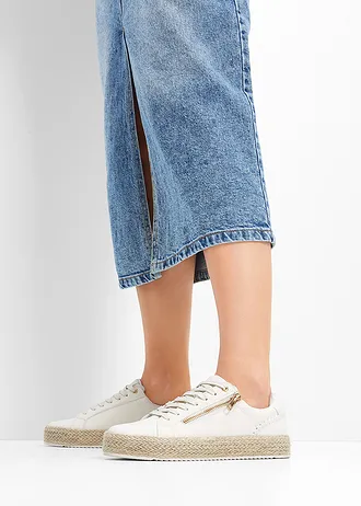 Sneakers met ritssluiting, Kleur: wolwit