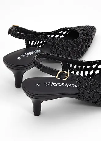 Lodičky s otevřenou patou a splétaným vzhledem • černá • bonprix obchod