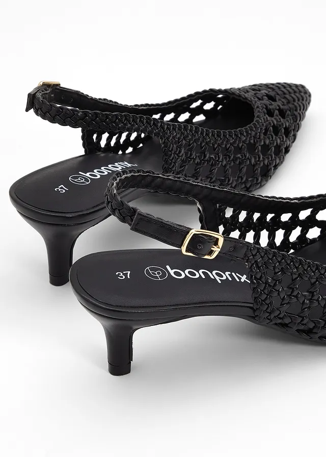Escarpins slingback, aspect tressé • noir • product-page.page-title-suffix