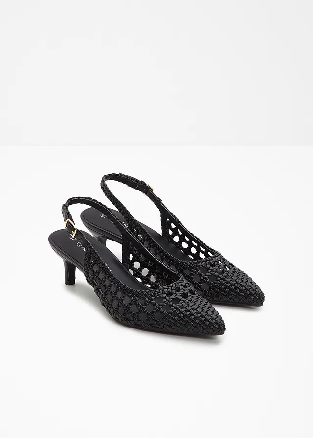 Slingback pumps, Kleur: zwart