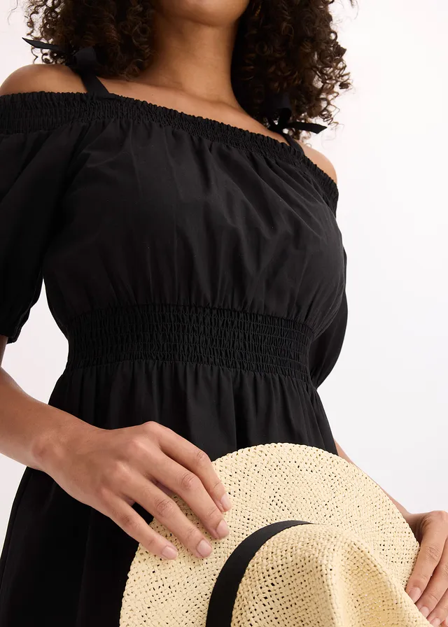 Robe col Bardot 100% coton • noir • product-page.page-title-suffix