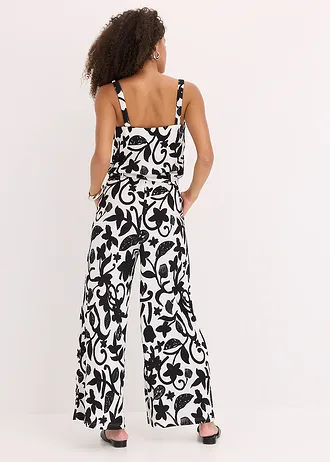 Combinaison imprimée en jersey texturé • écru/noir floral • Boutique bonprix