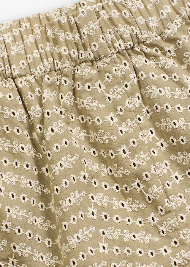 Short met broderie anglaise • olijfgroen/beige gebloemd • product-page.page-title-suffix