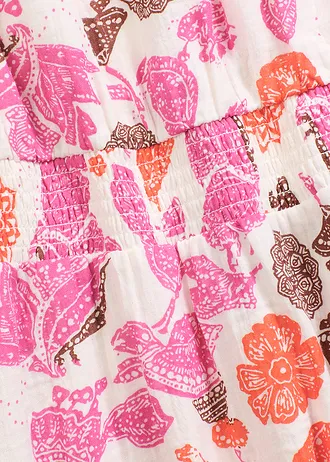 Sukienka mini z muślinu • biel wełny w kwiaty • sklep bonprix