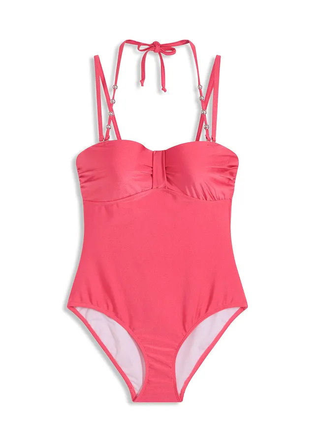 Costum de baie cu armătură din material lucios