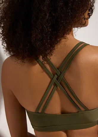 Haut de maillot brassière à bretelles croisées • olive foncé • Boutique bonprix