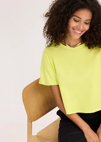 T-shirt oversize z czystej bawełny organicznej • żółty cytrusowy • sklep bonprix